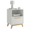 Chevet Blanc 1 Tiroir 1 Niche Pieds Pin Massif L 38.2 H 51 P 35.1 cm