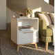 Chevet Blanc 1 Tiroir 1 Niche Pieds Pin Massif L 38.2 H 51 P 35.1 cm