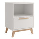 Chevet Blanc 1 Tiroir 1 Niche Pieds Pin Massif L 38.2 H 51 P 35.1 cm