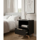 Chevet Noir 1 Tiroir 1 Niche Pieds Pin Massif L 38.2 H 51 P 35.1 cm