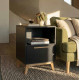 Chevet Noir 1 Tiroir 1 Niche Pieds Pin Massif L 38.2 H 51 P 35.1 cm