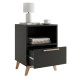 Chevet Noir 1 Tiroir 1 Niche Pieds Pin Massif L 38.2 H 51 P 35.1 cm