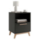 Chevet Noir 1 Tiroir 1 Niche Pieds Pin Massif L 38.2 H 51 P 35.1 cm