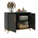 Buffet Scandinave Noir 2 Portes 4 Niches Pieds Pin L 90.2 H 67.5 P 35.1 cm
