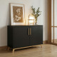 Buffet Scandinave Noir 2 Portes 4 Niches Pieds Pin L 90.2 H 67.5 P 35.1 cm