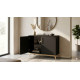 Buffet Scandinave Noir 2 Portes 4 Niches Pieds Pin L 90.2 H 67.5 P 35.1 cm