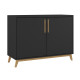 Buffet Scandinave Noir 2 Portes 4 Niches Pieds Pin L 90.2 H 67.5 P 35.1 cm