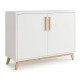 Buffet Scandinave Blanc 2 Portes 4 Niches Pieds Pin L 90.2 H 67.5 P 35.1 cm