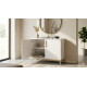 Buffet Scandinave Blanc 2 Portes 4 Niches Pieds Pin L 90.2 H 67.5 P 35.1 cm
