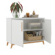 Buffet Scandinave Blanc 2 Portes 4 Niches Pieds Pin L 90.2 H 67.5 P 35.1 cm