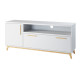 Meuble TV 55 Pouces 2 Portes 4 Niches Blanc L 135.2 H 58.5 P 35.1 cm