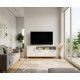 Meuble TV 55 Pouces 2 Portes 4 Niches Blanc L 135.2 H 58.5 P 35.1 cm