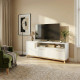 Meuble TV 55 Pouces 2 Portes 4 Niches Blanc L 135.2 H 58.5 P 35.1 cm