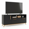 Meuble TV 55 Pouces 2 Portes 4 Niches Noir L 135.2 H 58.5 P 35.1 cm