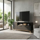 Meuble TV 55 Pouces 2 Portes 4 Niches Noir L 135.2 H 58.5 P 35.1 cm