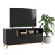 Meuble TV 55 Pouces 2 Portes 4 Niches Noir L 135.2 H 58.5 P 35.1 cm