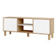 Meuble TV 65 Pouces 2 Portes 4 Niches Chêne et Blanc L 160 H 59.1 P 40 cm