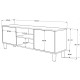 Meuble TV 65 Pouces 2 Portes 4 Niches Chêne et Blanc L 160 H 59.1 P 40 cm