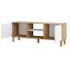 Meuble TV 65 Pouces 2 Portes 4 Niches Chêne et Blanc L 160 H 59.1 P 40 cm