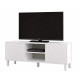 Meuble TV 65 Pouces 2 Portes 4 Niches Chêne et Blanc L 160 H 59.1 P 40 cm