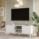 Meuble TV 65 Pouces 2 Portes 4 Niches Chêne et Blanc L 160 H 59.1 P 40 cm