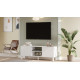 Meuble TV 65 Pouces 2 Portes 4 Niches Chêne et Blanc L 160 H 59.1 P 40 cm