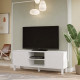 Meuble TV 65 Pouces 2 Portes 4 Niches Chêne et Blanc L 160 H 59.1 P 40 cm