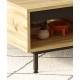 Table Basse 2 Niches Chêne et Noir Pieds Métalliques L 90 H 37.6.1 P 60 cm