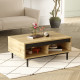 Table Basse 2 Niches Chêne et Noir Pieds Métalliques L 90 H 37.6.1 P 60 cm