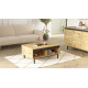 Table Basse 2 Niches Chêne et Noir Pieds Métalliques L 90 H 37.6.1 P 60 cm