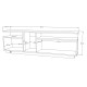 Meuble TV 55 Pouces 3 Portes 5 Niches Chêne et Gris L 150 H 46.3 P 29.5 cm