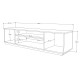 Meuble TV 70 Pouces 3 Portes 4 Niches Chêne et Gris L 180 H 44.6 P 44.5 cm