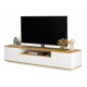 Meuble TV 70 Pouces 3 Portes 4 Niches Chêne et Blanc L 180 H 44.6 P 44.5 cm
