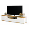 Meuble TV 70 Pouces 3 Portes 4 Niches Chêne et Blanc L 180 H 44.6 P 44.5 cm
