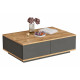 Table Basse 2 Abattants 2 Niches Chêne et Gris L 90 H 28.6 P 60 cm