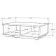 Table Basse 2 Abattants 2 Niches Chêne et Gris L 90 H 28.6 P 60 cm