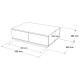 Table Basse 2 Abattants 2 Niches Chêne et Gris L 90 H 28.6 P 60 cm