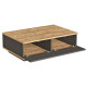 Table Basse 2 Abattants 2 Niches Chêne et Gris L 90 H 28.6 P 60 cm