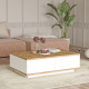 Table Basse 2 Abattants 2 Niches Chêne et Blanc L 90 H 28.6 P 60 cm