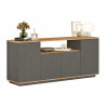 Buffet Bas 4 Portes 6 Niches Chêne et Gris L 180 H 75 P 44.5 cm