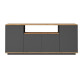 Buffet Bas 4 Portes 6 Niches Chêne et Gris L 180 H 75 P 44.5 cm