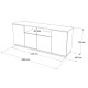 Buffet Bas 4 Portes 6 Niches Chêne et Gris L 180 H 75 P 44.5 cm
