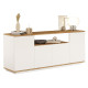 Buffet Bas 4 Portes 6 Niches Chêne et Blanc L 180 H 75 P 44.5 cm