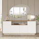 Buffet Bas 4 Portes 6 Niches Chêne et Blanc L 180 H 75 P 44.5 cm