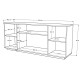 Buffet Bas 4 Portes 6 Niches Chêne et Blanc L 180 H 75 P 44.5 cm