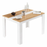 Table à Manger 6 Couverts Maxi Chêne et Blanc L 120 H 73.8 P 80 cm