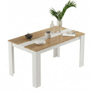 Table à Manger 8 Couverts Maxi Chêne et Blanc L 140 H 73.8 P 80 cm
