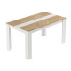 Table à Manger 8 Couverts Maxi Chêne et Blanc L 140 H 73.8 P 80 cm