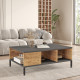 Table Basse 3 Niches Chêne et Gris Anthracite Pieds Métal L 90 H 33.1 P 60 cm