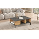 Table Basse 3 Niches Chêne et Gris Anthracite Pieds Métal L 90 H 33.1 P 60 cm